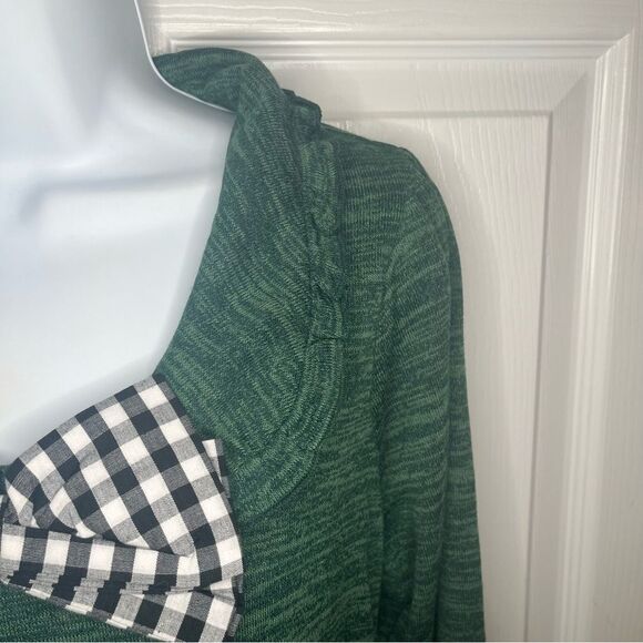 Modcloth Emerald Green Touched by Time Ruffle Accent Buffalo Plaid Bow M NWT - Picture 7 of 13